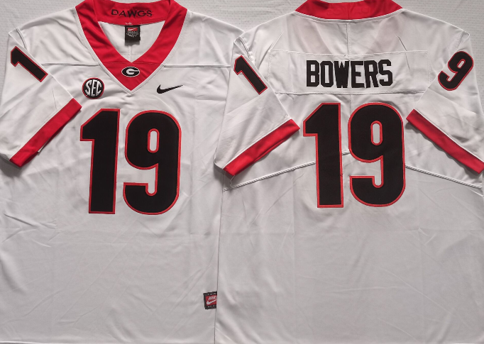 Men's Georgia Bulldogs Brock Bowers #19 White Jersey